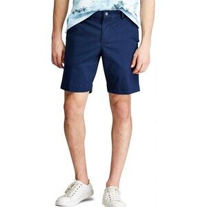 New Mens Classic Chaps Flat Front Shorts Stretch Brush Cotton Navy 38 10” Inseam